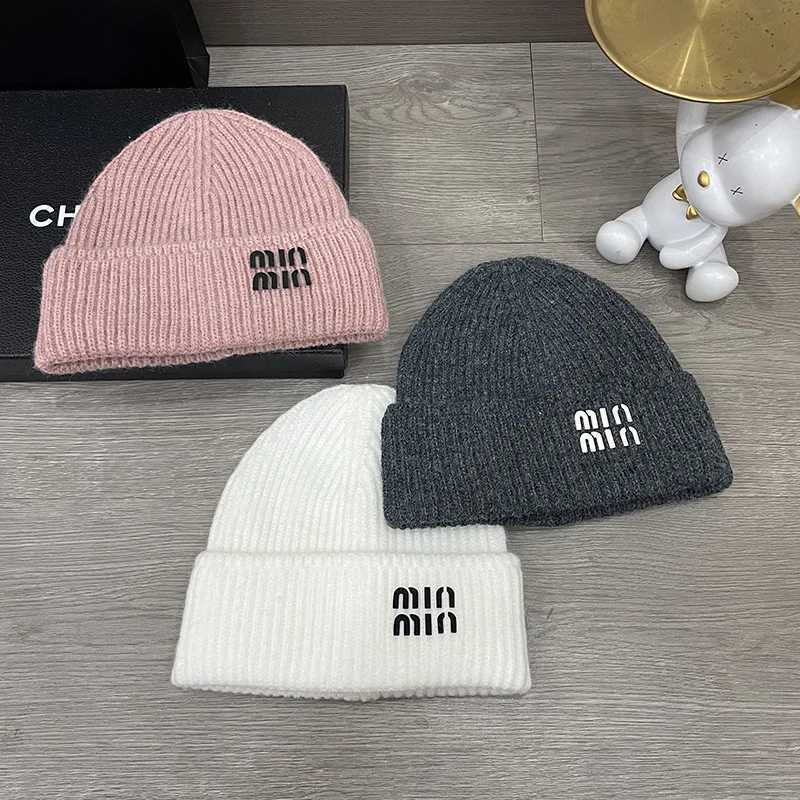 Luxury Winter Hats with letter For Women Rabbit Fur Knitted Beanies Curled Thickened Keep Warm Bonnet Cap Female Soft Beanie Ski Cap Y251209