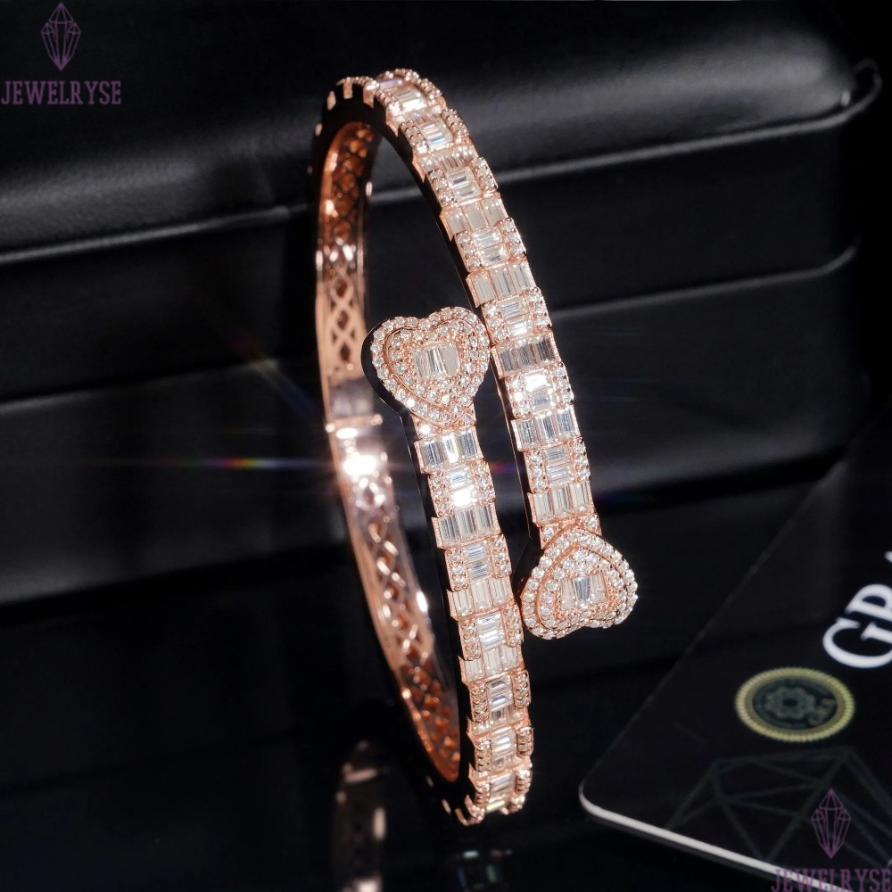 Hip Hop viennois turkish jewelry 925 Silver Iced Out Fine Jewelry VVS Moissanite Diamond Heart Bracelet Bangle Men gemstone murano pendants gold chain