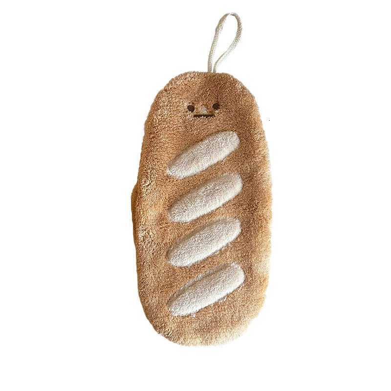 Cartoon Croissant Bread Hanging Hand Towel Coral Velvet Hair Does Not Lose Kitchen Bathroom Absorbent Towels Home Supplies C251210