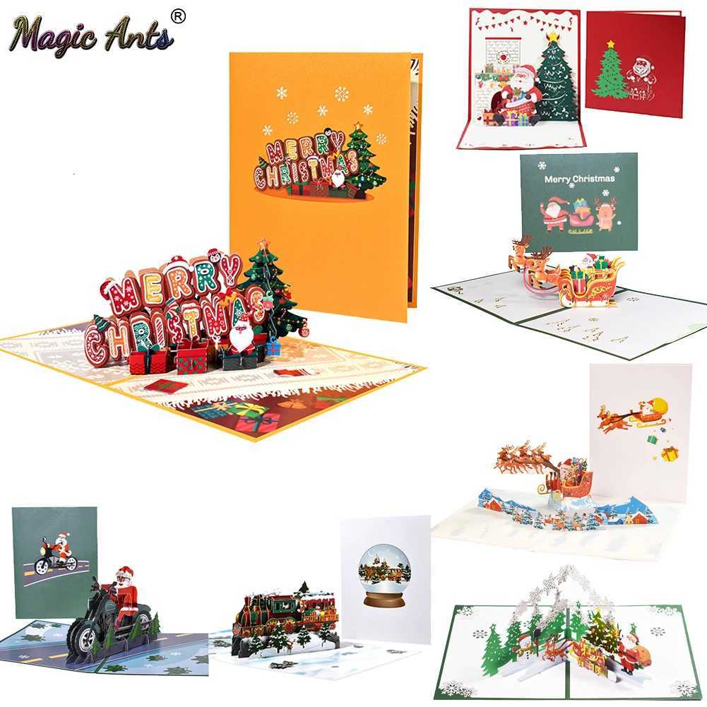 Merry Up Christmas Cards for 3D Holiday Xmas New Year Greeting Cardfor Kids Wife Wen Husband Gift H251210