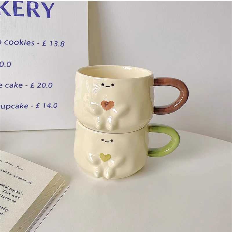 High Aesthetic Ceramic MUg with Love Three-dimensional Coffee MUgs Couple Water Cups Birthday Gift Tea Cupkawaii Cup C251210