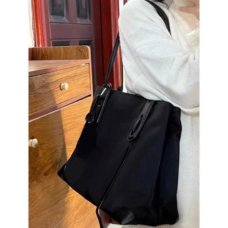 Elegant Nyl Tote Bag Wens Crossbody shoder Bag Large Capacity Casual Handbag Sli Korean Style Soft Fabric Pure Color Y251209