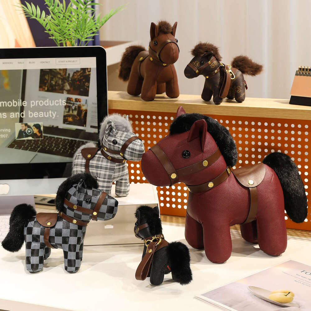 New Zodiac Plush Doll Leather Horse Mascot Bag Keychain Pendant Figurine Birthday Gift