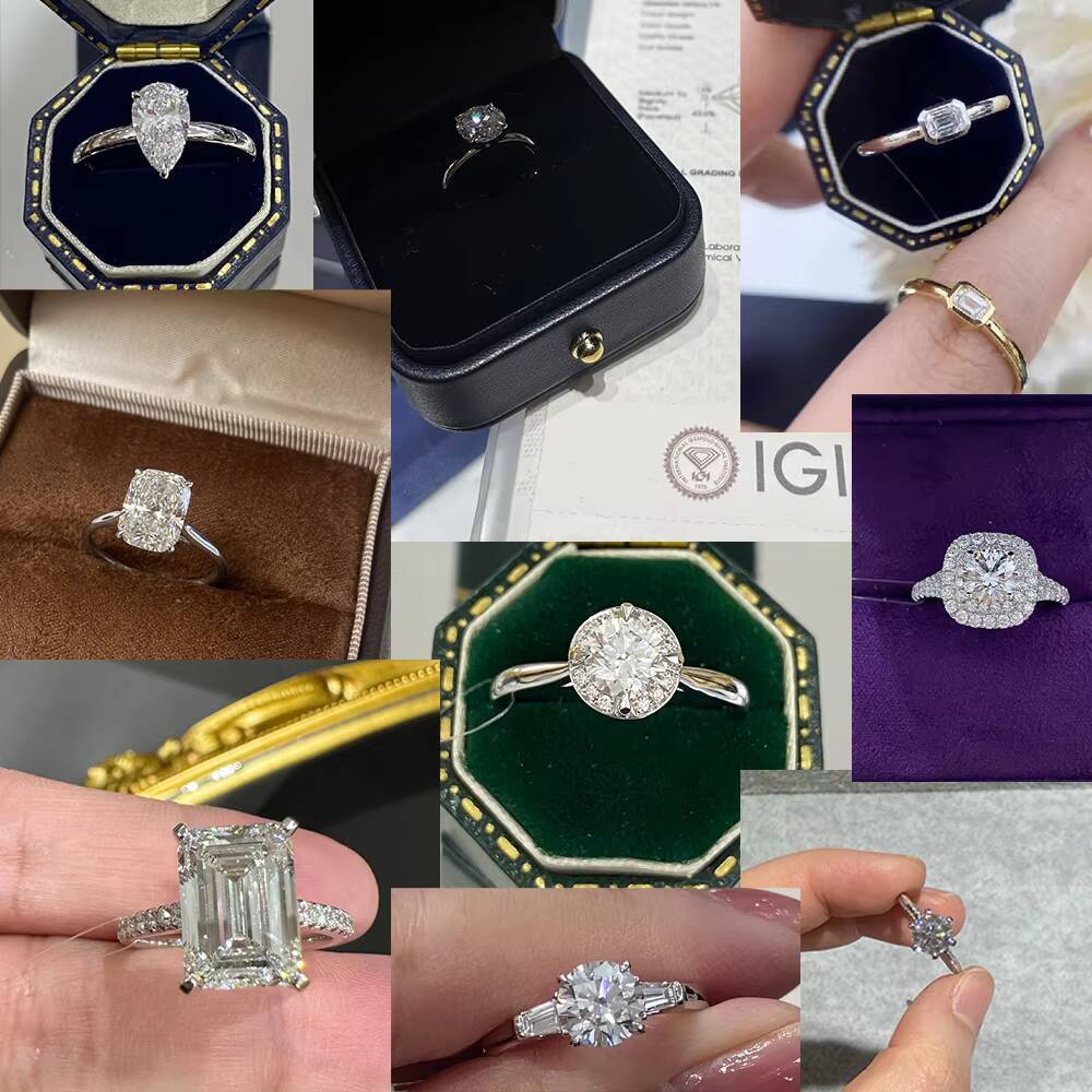 Fashion Jewelry Ring Manufacture Custom D E F Vvs1 VS Cushion Cut 18k 14k Gold Lab Grown Diamond Ring Synthetic Diamond Ring