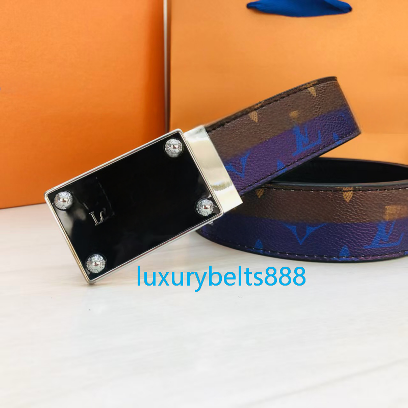 Fashion designer belt man women mena s Genuine Leather buckle belt accessory Designer men belts Patchwork Solid Plaid Print Letters Golden Silver Smooth Buckle belt