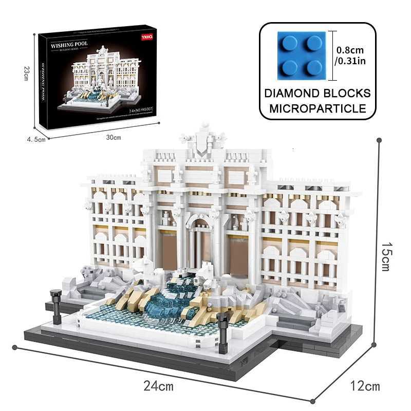 Creative Trevi Fountain Building Blocks Model World Famous City Street View Architecture Assembly Bricks Toys Gift For Kid AdultT251210