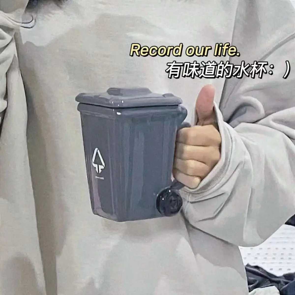 Funny Trash Can Ceramic Mug Trendy Green Office Coffee Mugs Breakfast Milk Oat Cups Couple Water CupBirthday Gift Kawaii Cup C251210