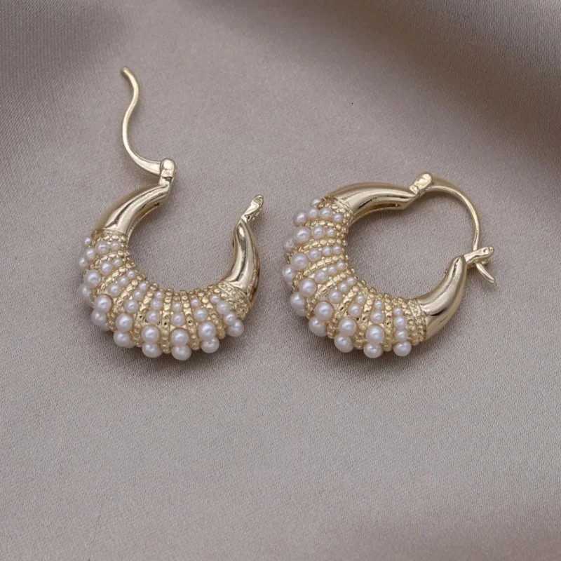 French new design fashion jewelry 14K gold plated U-shed small pearl earrings elegant wens daily work accories Y251210
