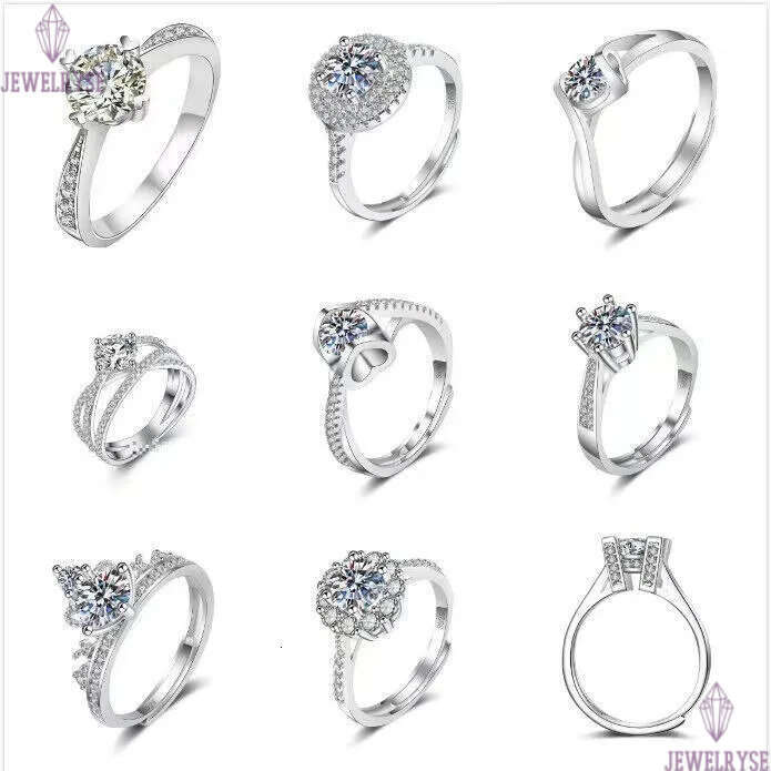 S925 silver moissanite for women men classic six claws diamond cz zircon round big stone love rings designer engagement ring jewelry wholesale size aj