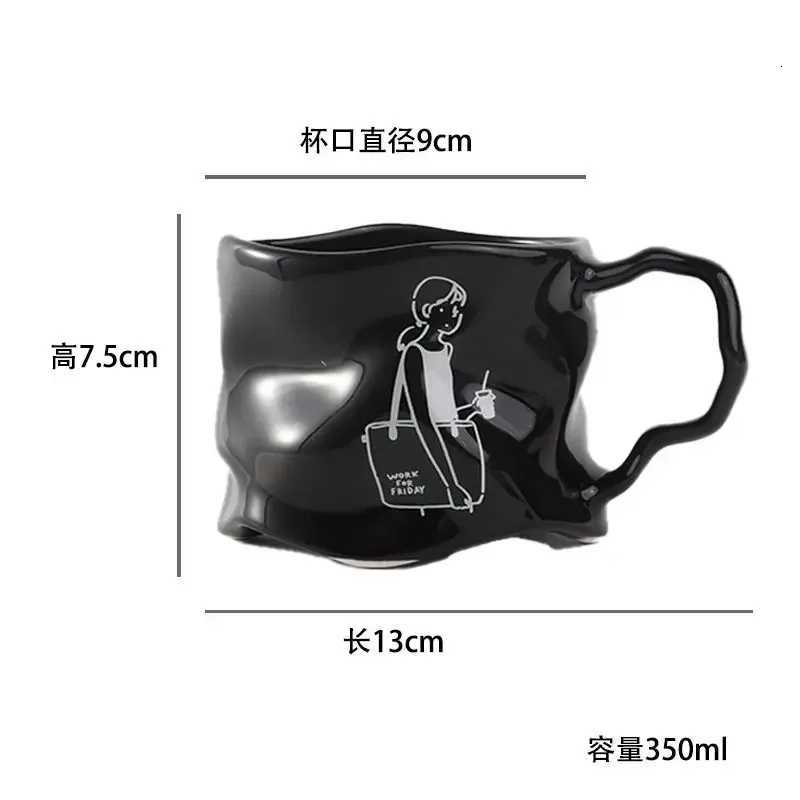 Irregular High Aesthetic Ceramic Mug with Mirror Finish Creative Coffee Mugs Simple Breakfast Milk Cups Birthday Gift Tea Cup C251210