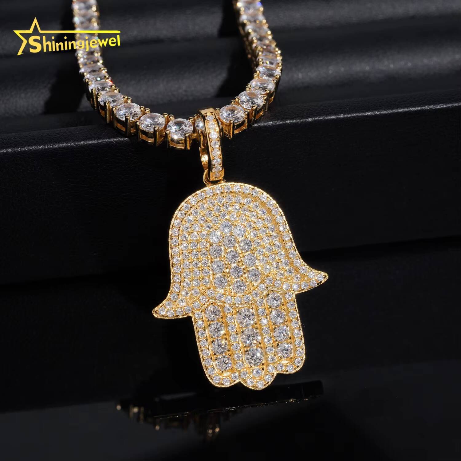 Ready to Ship Sterling Sliver 925 Gold Plated Pass Diamonds Test Moissanite Hip Hop Iced Out Pendant