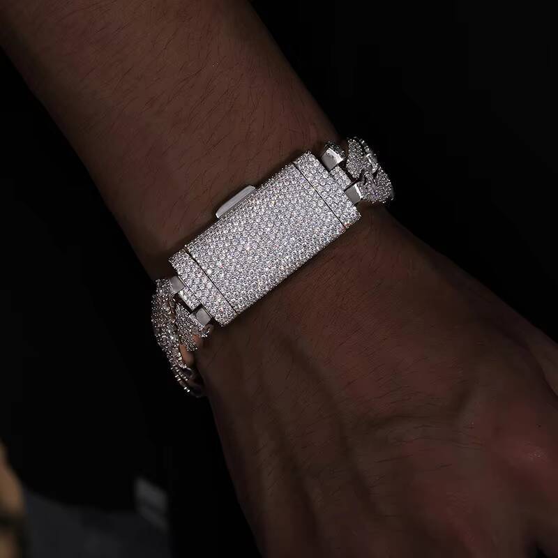 Dropshipping Luxury 18mm Gold Plated 925 Silver Pass Diamond Tester VVS Moissanite Iced Out Cuban LInk Chain Necklace