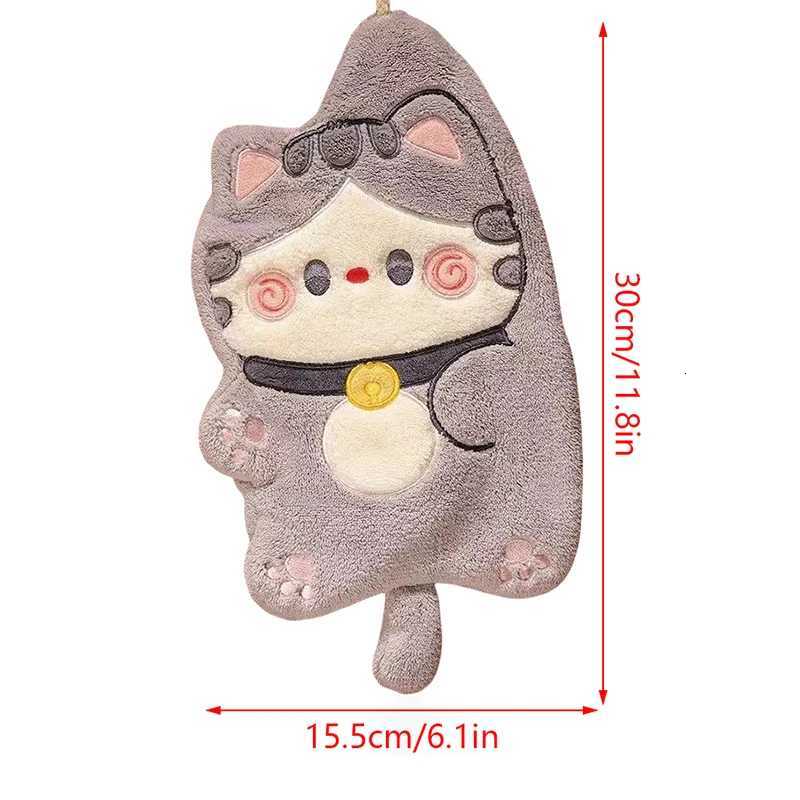 Cute Cat Hand Towel Quick Dry Kitchen Cleaning Wipes Coral Velvet Cartoon Absorbent Hanging Towel Bathroom Accessories C251210