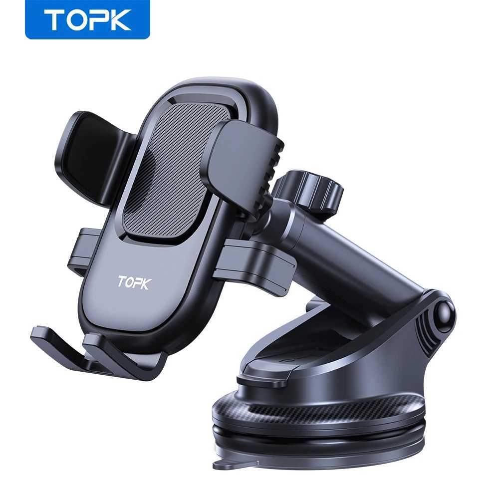 TOPK Car Phone Holder Mount Suction Cup Strong Grip Adjustable Dashboard/Windshield Stand Fit for All Smartphones iOS/Android C251210
