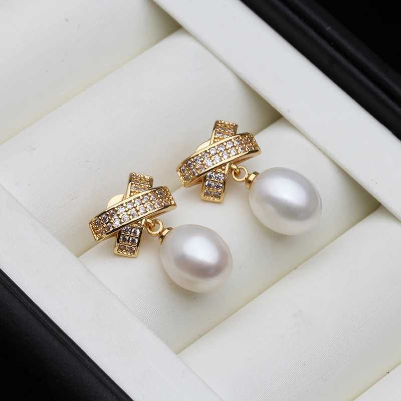 Tren White Natural Pearl Wan EarringsWedding Bridal Fresh water Pearl Earrings Sier 925 Jewelry Annniversary Gift Black Y251210