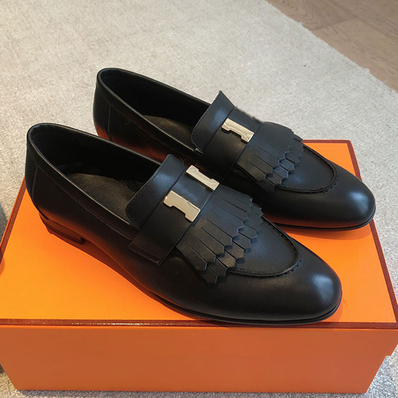 women calfskin Royal loafer shoe upper decorated Silver brand logo Career Related Functions suede dress shoes outdoor recreation Daily Outfit Royal loafer 35 42