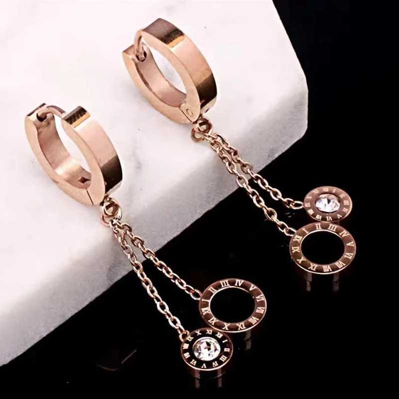 2021 New Classic Ran Digital Disc Pendant Rose Gold Long Earrings Girls Luxury Jewelry Party Fashion Accories For Wan Y251210