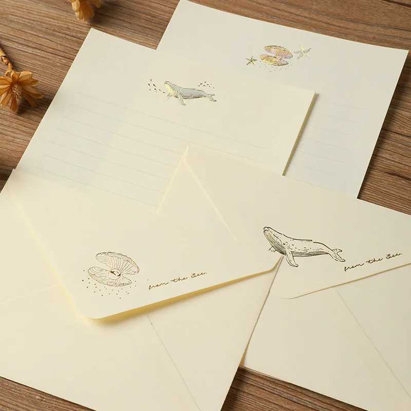 3 envelopes and 6 letter sets patter A5 letters cute colored envelopes H251210