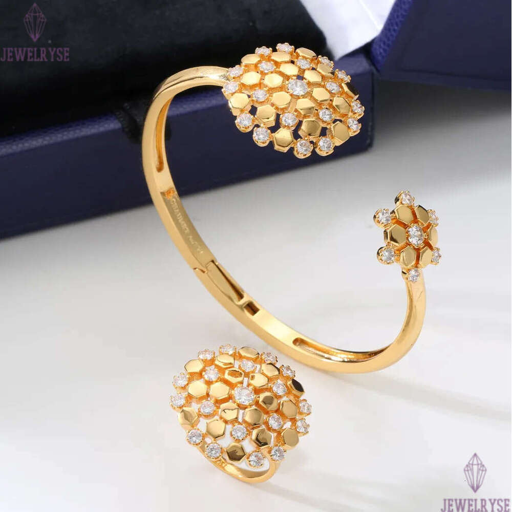 Top grade luxury snowflake flower designer ring for women shine crystal diamond 18k rose gold charm elegant love lovers couple nail rings bangle jewel