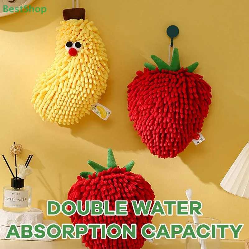 Chenille Hand Towel With Creative Banana And Strawberry Design Cute Hanging Hand Towel C251210