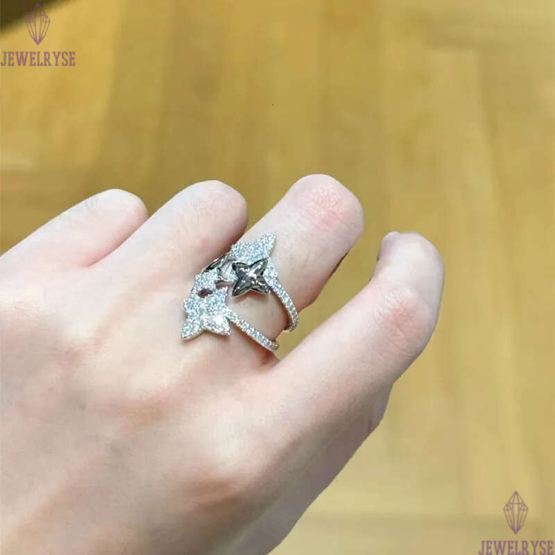 luxury 18k rose gold silver bling diamond star designer ring for women girls lovely charm elegant bride love nail rings jewelry