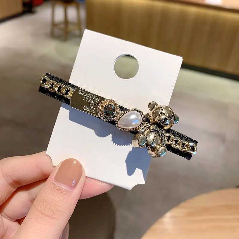 Vintage Metal Pearl Wen Hair Clip Pin Barrettes Fashion Golden Alloy Bear Rhinestone wer Hair Accories Hairpin Barrettes Y251210
