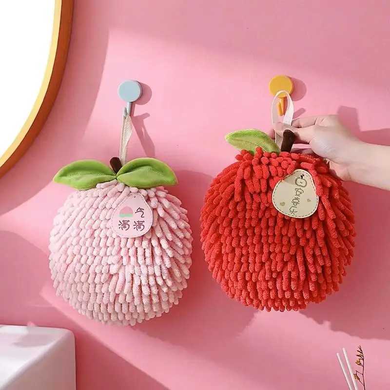 Cute Chenille Hand Towel Kitchen Bathroom Red Hand Ball with Hanging Loop Quick Drying Soft Absorbent Towel Home Tool C251210