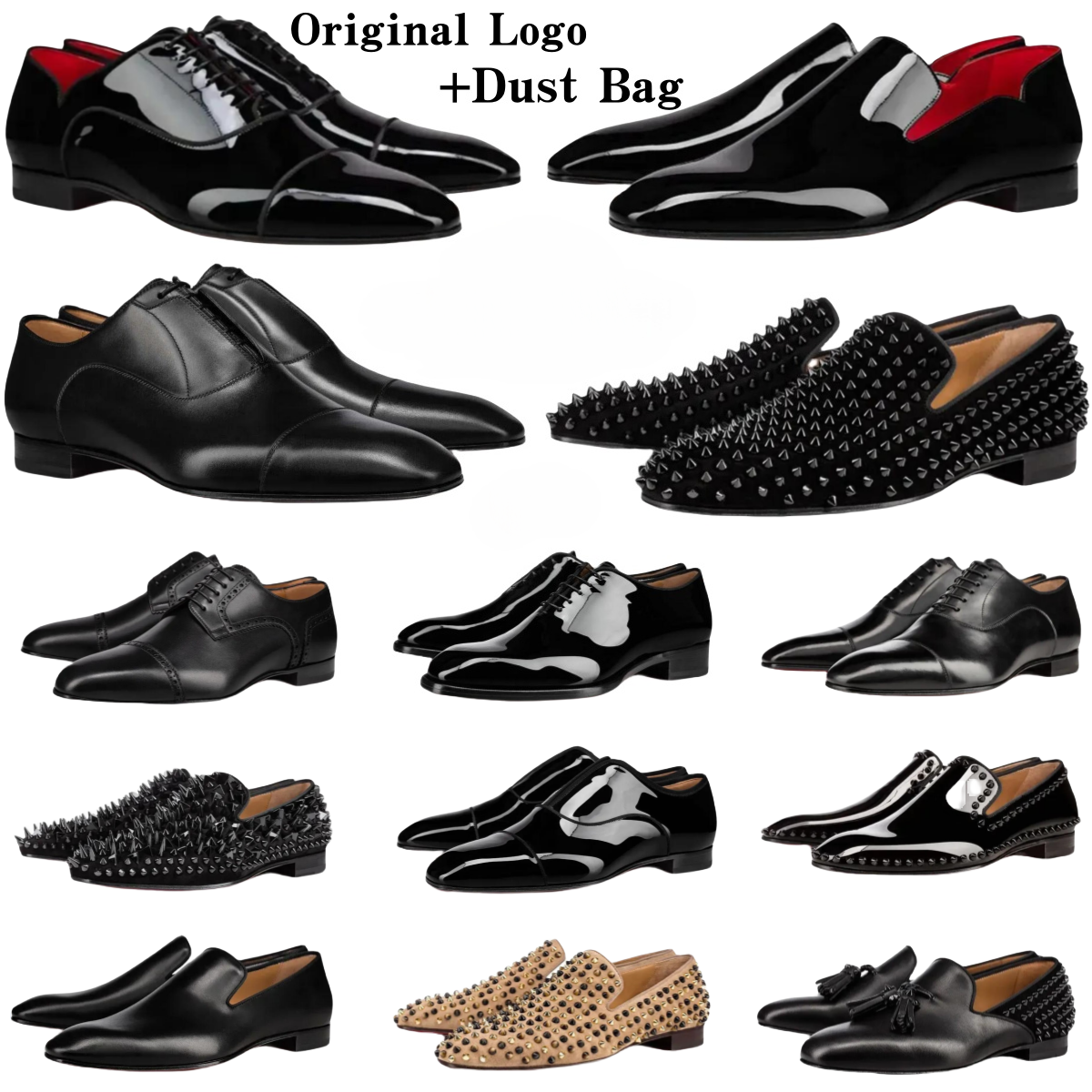 Designer Loafers Men's Leather Sneakers Shoes Red Bottomshoes men for Business Formal Wear Trendy Casual Pointed Toe Flat Shoes Size 38-46