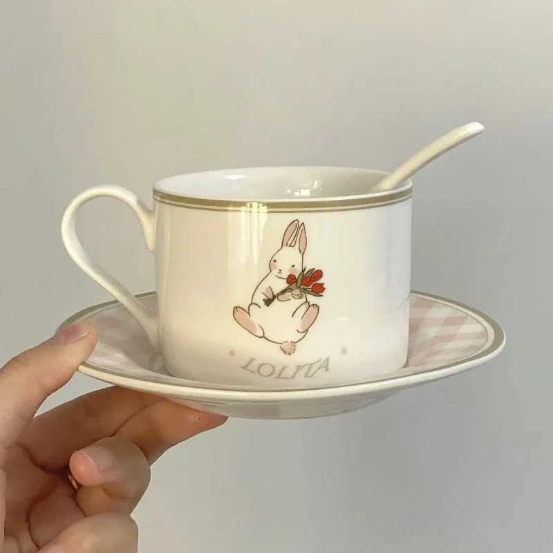 Little Rabbit Mug Set High Temperature Resistant Large Capacity Cartoon Ceramic Cup Afternoon Tea Breakfast Dessert Plate C251210