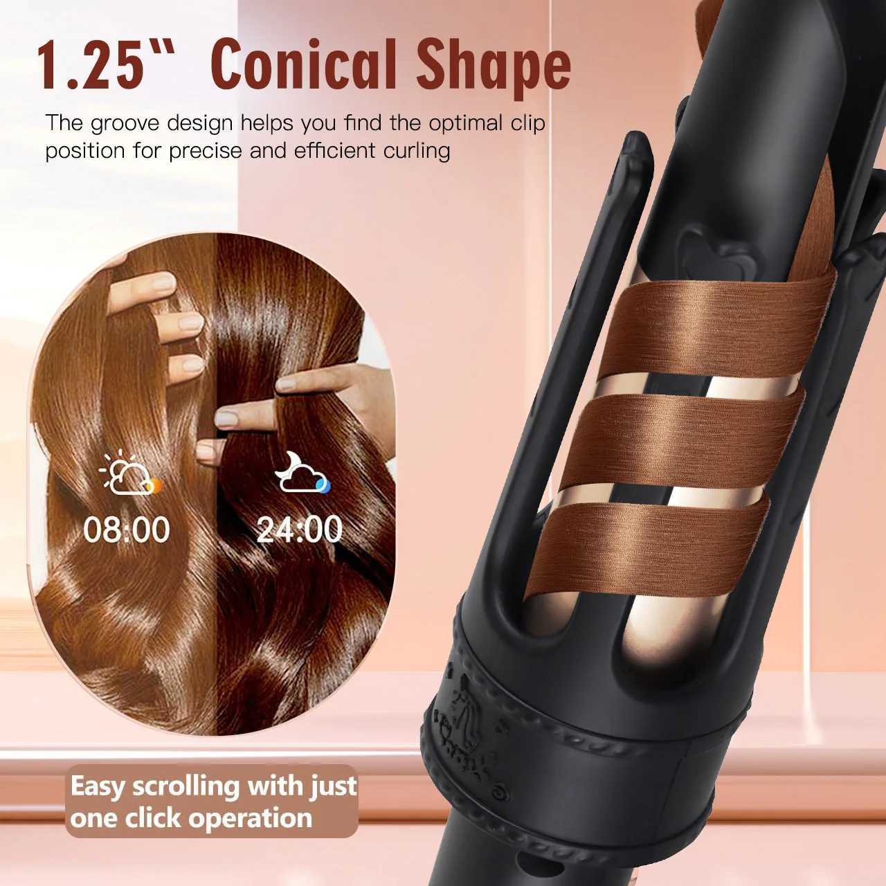 Hatteker Electric Curling Iron Automatic 32mm Large Wave Lazy Persons Temperature-Controlled Hair Curler EU StandardT251210