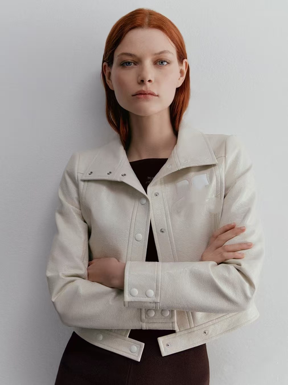 Women's Jackets French Classic parke PU Texture Shiny Leather Coat Black motorcycle short jacket women designer clothes Retro winter jacket women