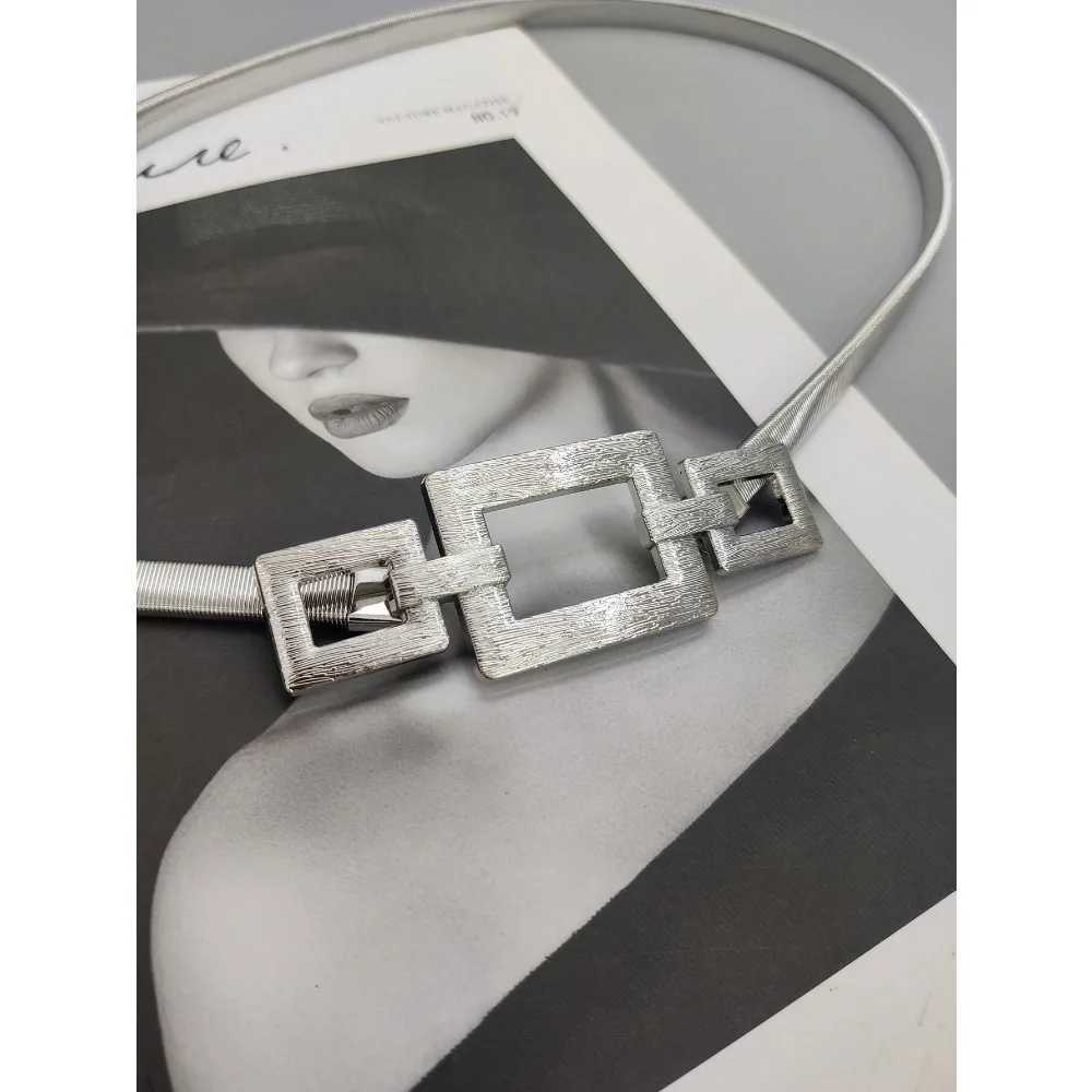 Luxury 1pc Silver Elastic Metal Waist Chain Belt For Women Suitable For Daily Wear With Dresses And Coats Y251210