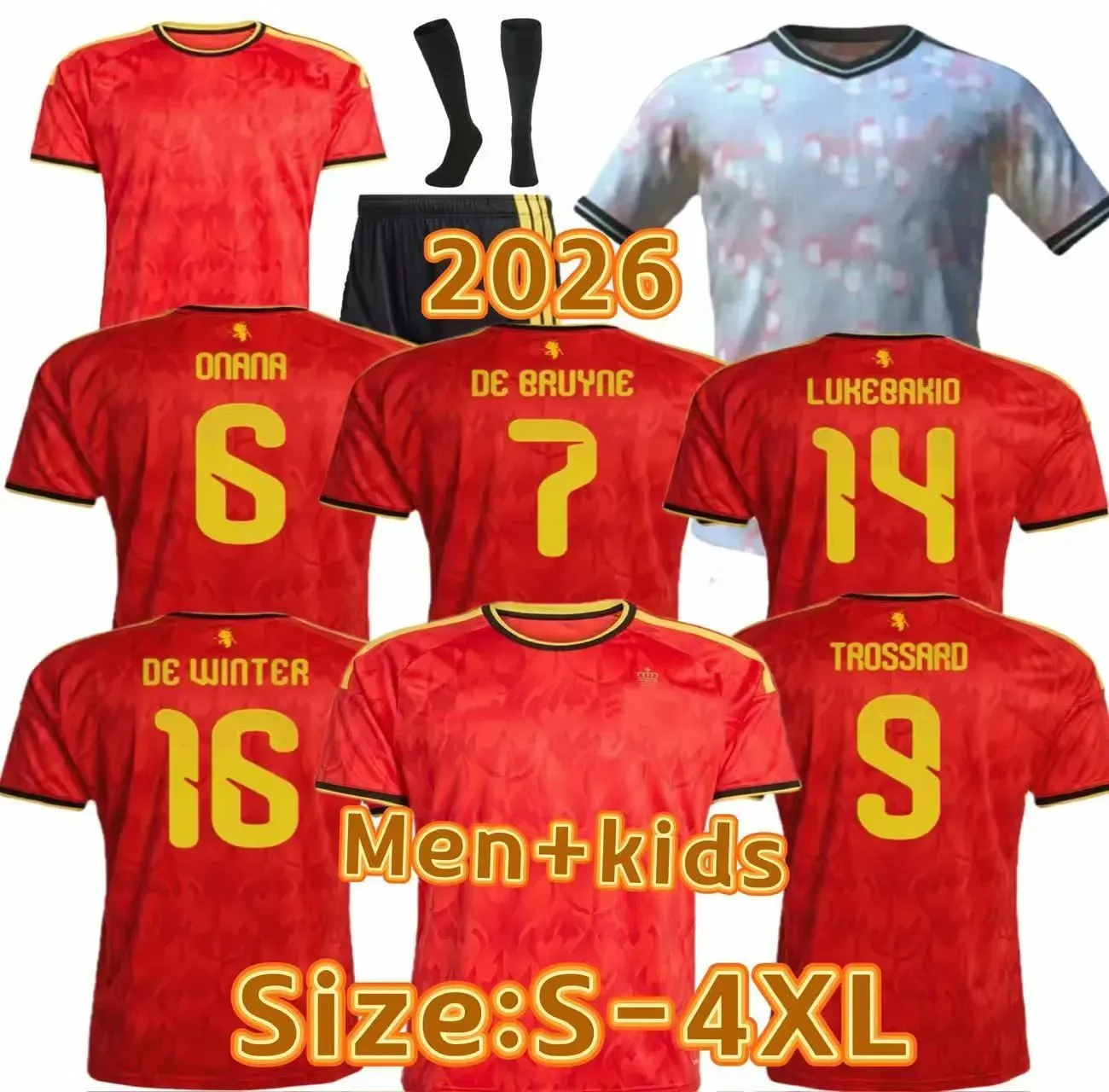 Belgium Jersey 2026 World Cup Soccer Jerseys BRUYNE TIELEMANS DE CUYPER Shirts DOKU TROSSARD National Football Team FOFANA RASKIN Kids Kit Home Away hot1