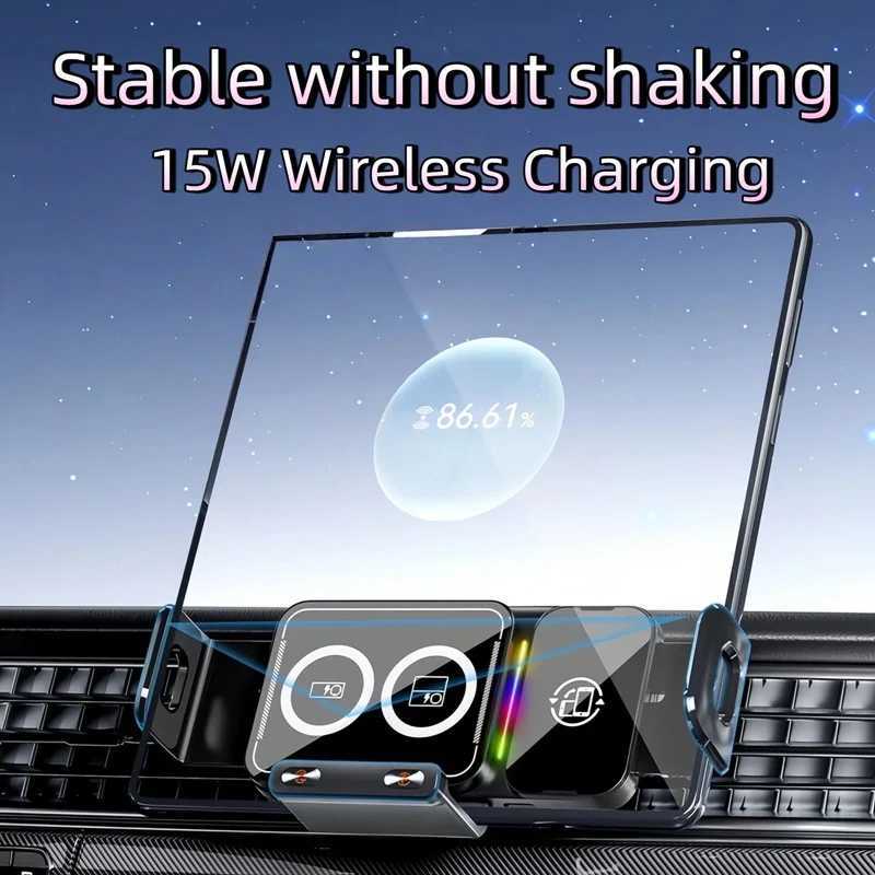 2IN1 Car Wireless Charger Phone Holder Touch Rotate Stand for Galaxy Fold 6 5 4 3 Z Flip Iphone 16 15 14 13 12 11Pro Max C251210