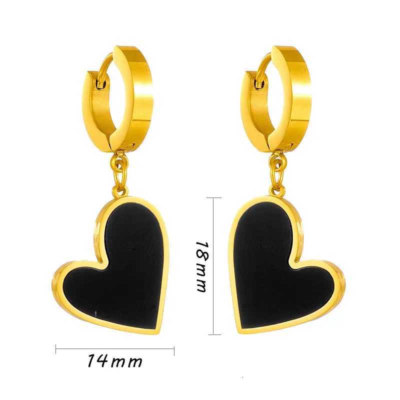Classic Black Peach Pendant Design Stainl steel Gold Color Earrings 2025 Fashion Jewelry Party Wens Set Accories Y251210
