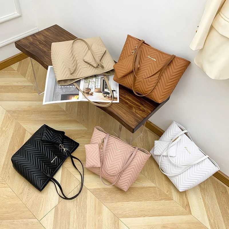 Wens Bag Fi Large Capacity Tote Bag Wavy Grain Daily Cmute Handbag two-piece Y251209