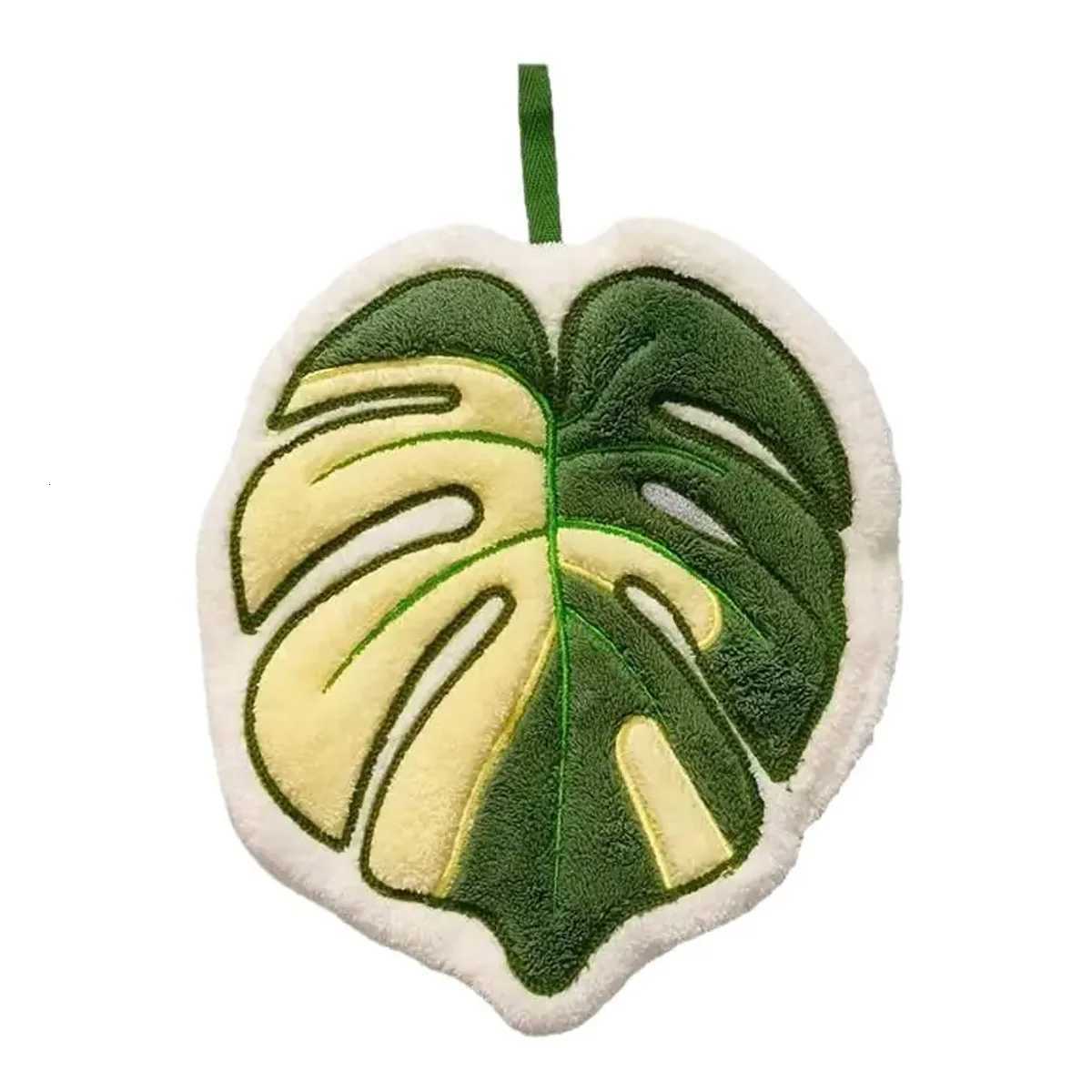 High quty leaf towel coral fleece kitchen cleaning cloth strong water absorption no shedding of hair durable hanging towel C251210