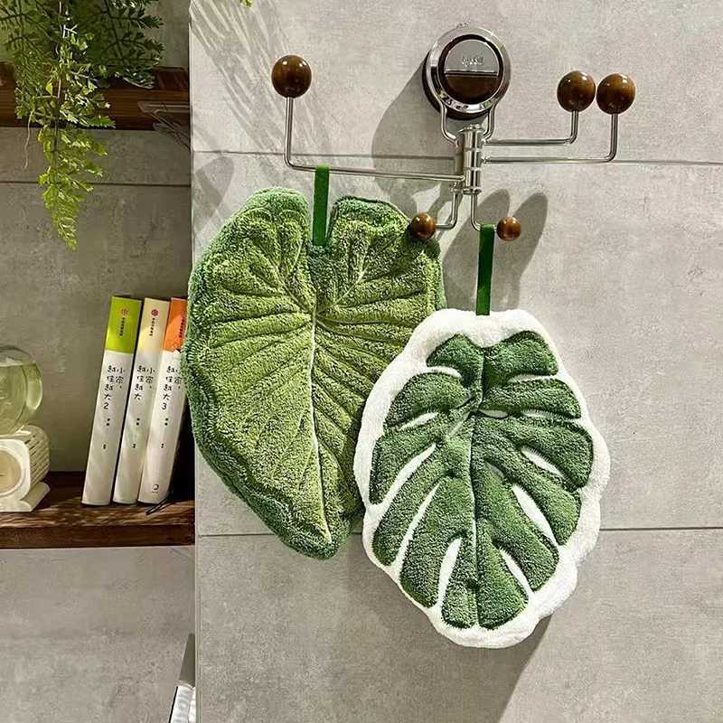 Tropical Plants Leaves Hand Towels Absorbent Kitchen Handkerchief Coral Fleece Bathroom Hands Towel Wall Hanging Kitchen Rag C251210