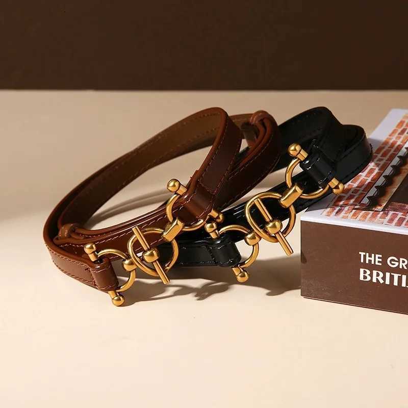 Luxury New Luxury Women Belt Classic Solid Color Leather Skinny Belts Thin Waist Belts for Dresses with Alloy Buckle Slim Waistband Y251210