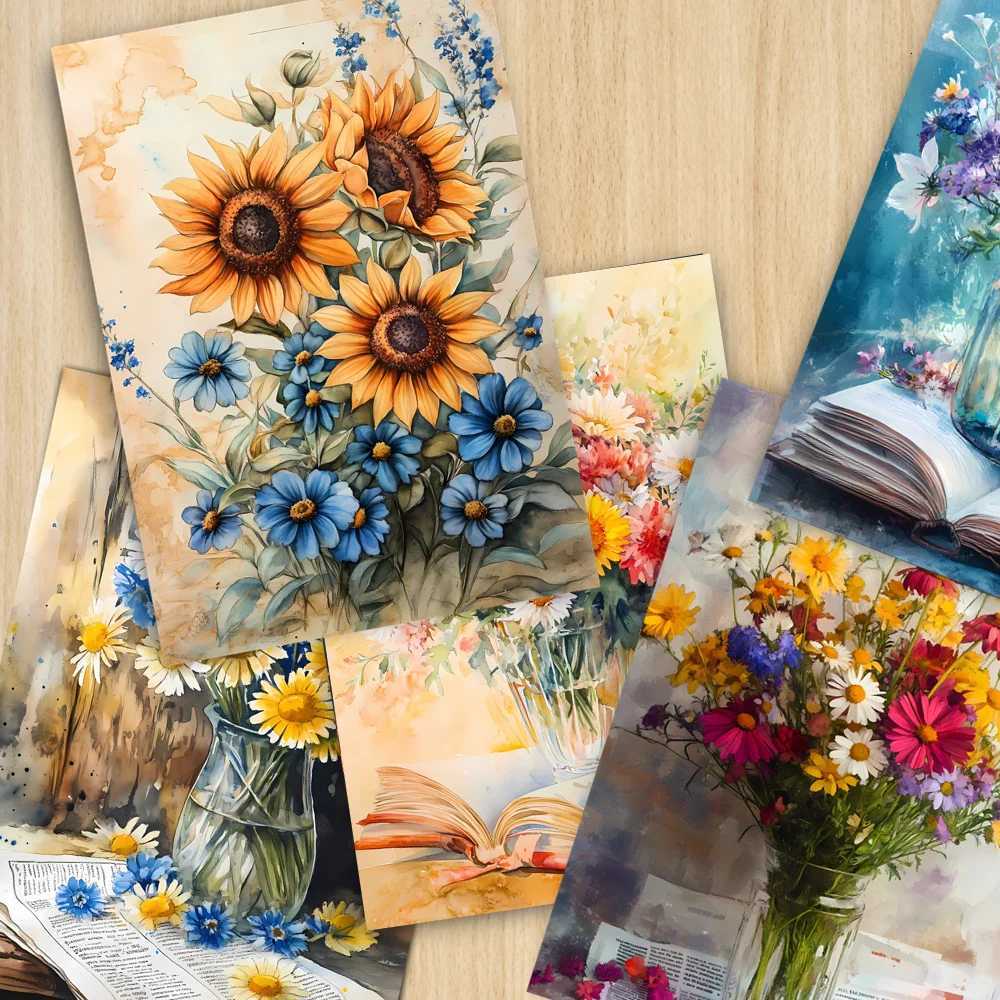 32pcs retro floral postcards suowers chrysanthems ins style wall decorations mailing collecting DIY cards H251210