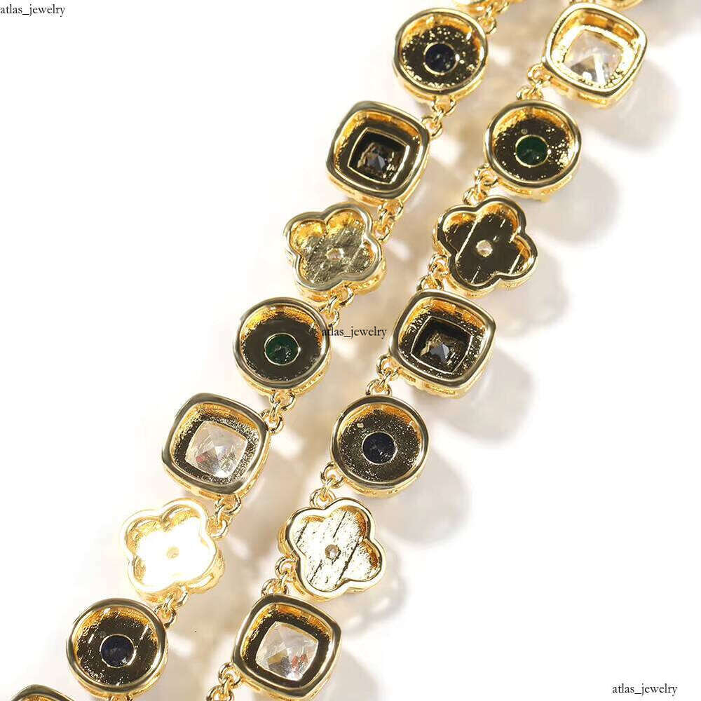 Dazzling VVS Moissanite Enamel Vivid Flower Necklace Luxurious Gold-Plated Bracelet Colorful Clover Chain Gift for Women and Men