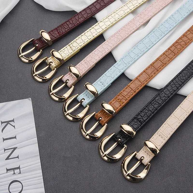 Luxury Blue Pu Leather Thin Belt Womens Fashionable Casual Jeans Dress Accessories Belt Simple Design Gold Pin Buckle Waistband Y251210