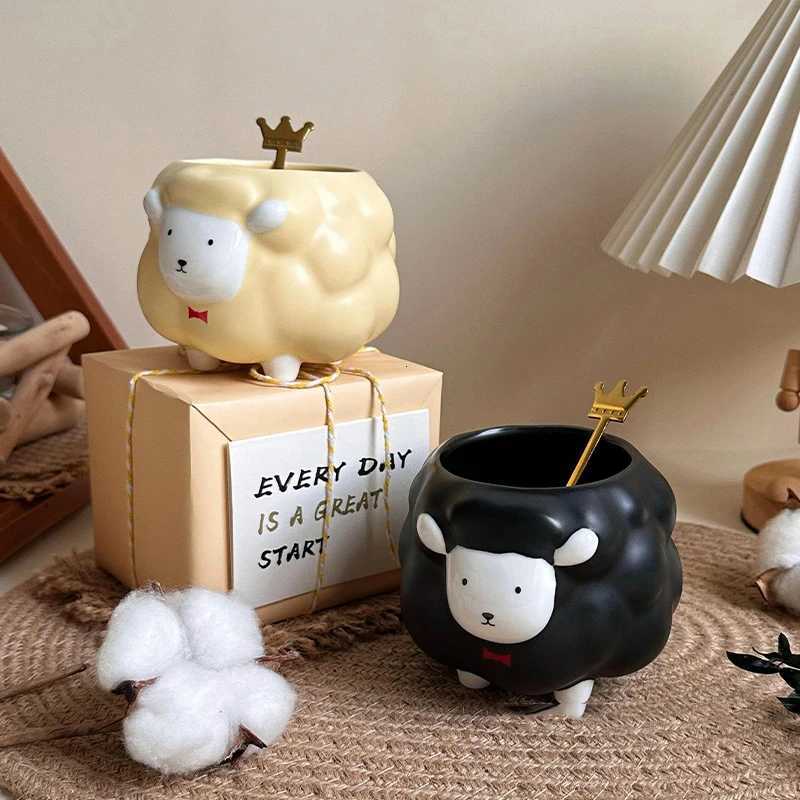 High Beauty Cute Cartoon Sheep Mug with Handle Household Ceramic Drinking Water Cups Breakfast Cup Girls Birthday Gift Souvenir C251210