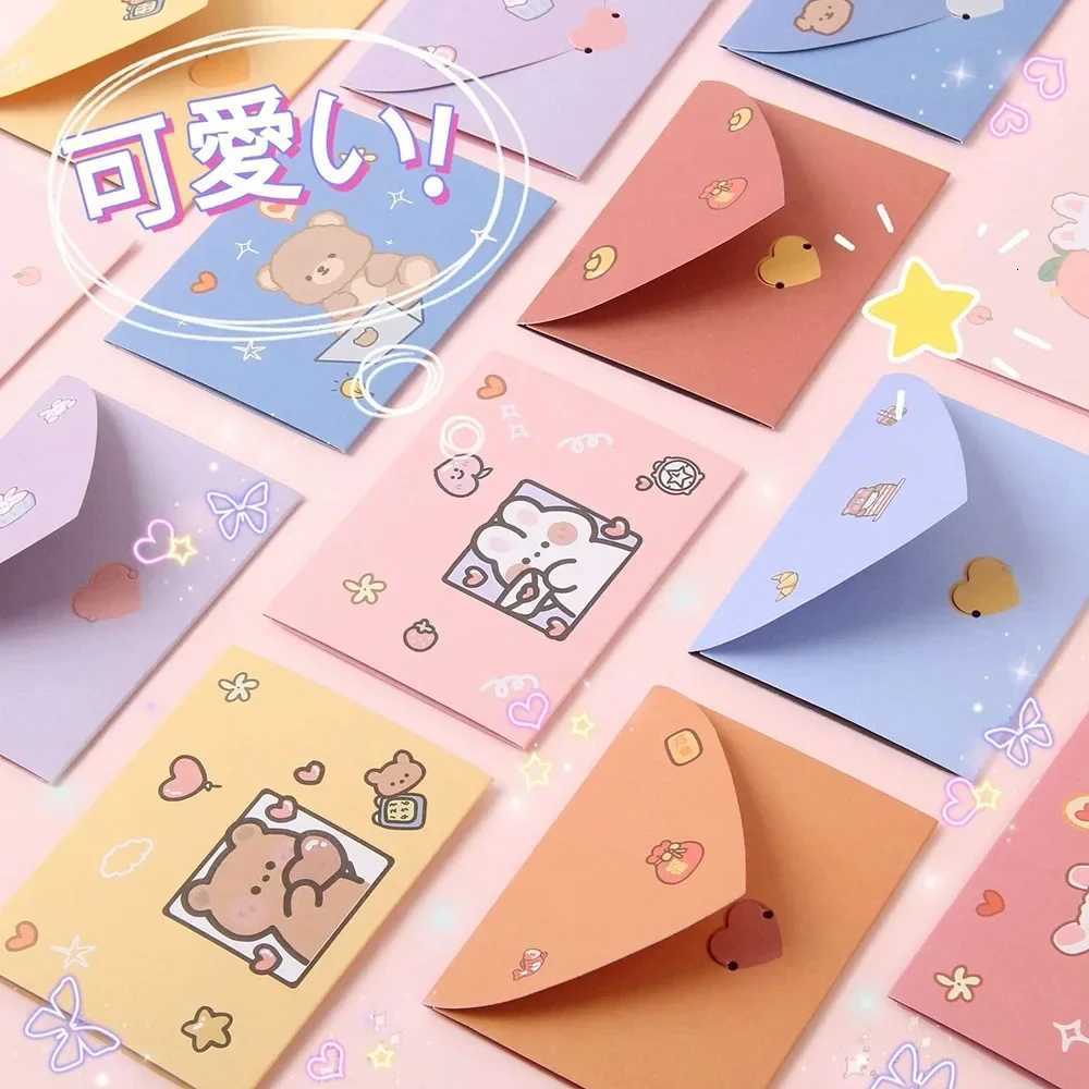 10pcs Japanese Cute Style Paper Envelopes Bear Rabbit Blessing Thank Envelope Cartoon Decoration Letter Paper Greeting Gift Card H251210