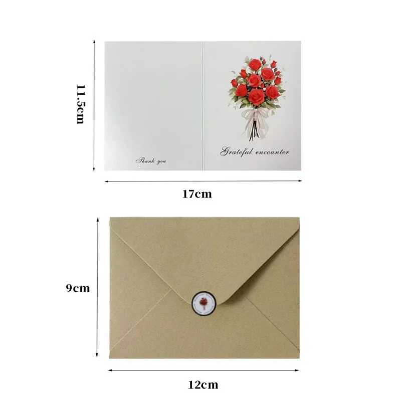 1/4/8 sets Flower Bouquet Cards with Envelopes for Thank You Wedding Vntine Christmas Birthday Parents Wife Tea H251210