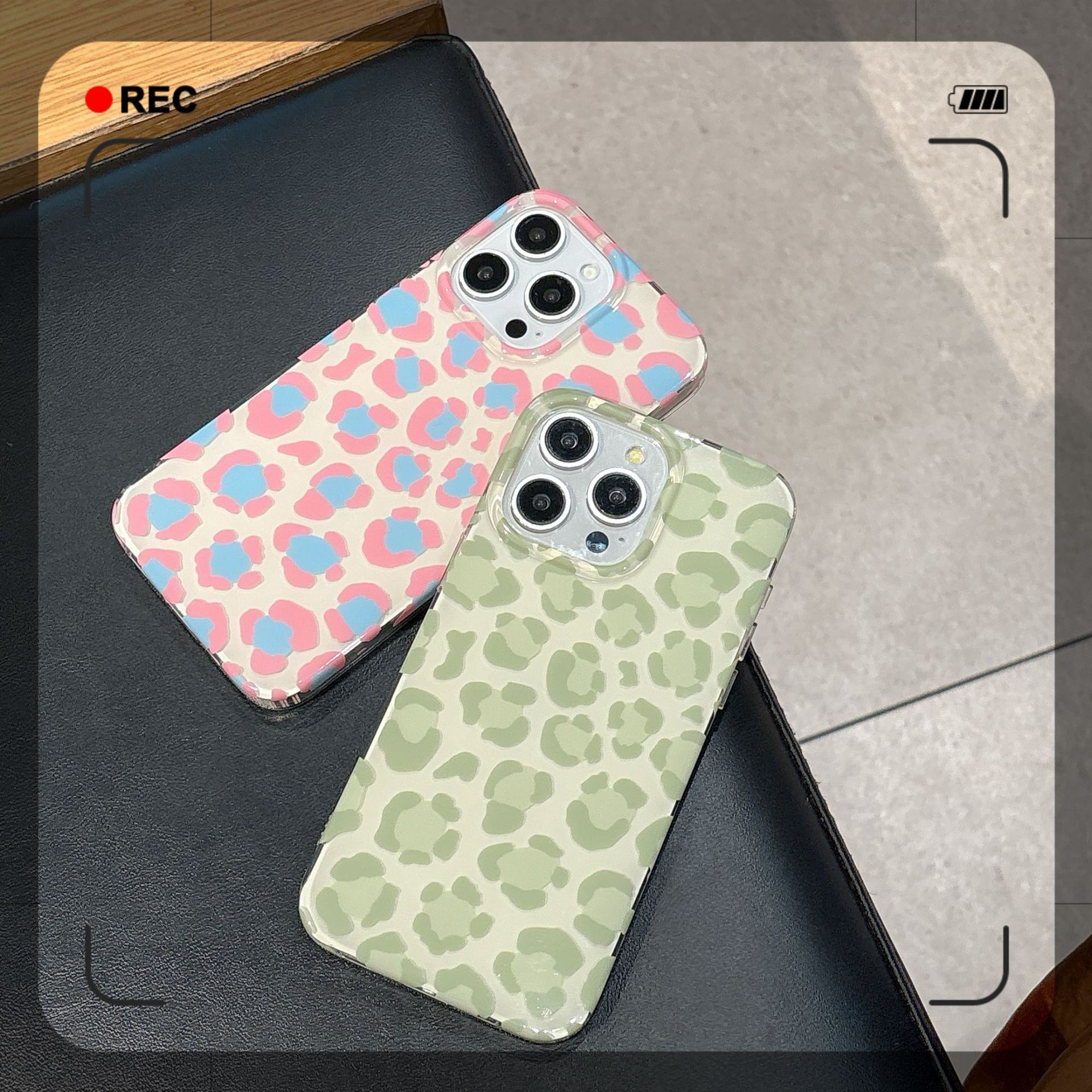 Cross-Border Pink Green Leopard Print Case 17 Pro, Apple 16 Pro Max, Fashionable for Women in Europe and America, Compatible with iPhone 15/14