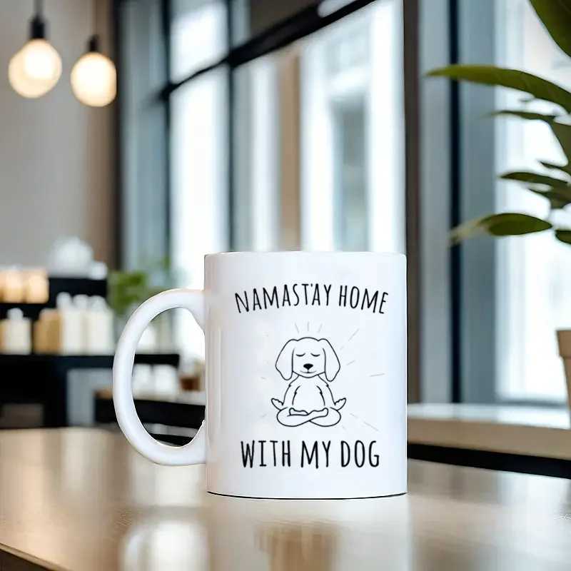 1 Namastay Home with My Dog Ceramic Mug - Insulated coffee mug with meditating dog pattern yoga and meditation theme can be C251210