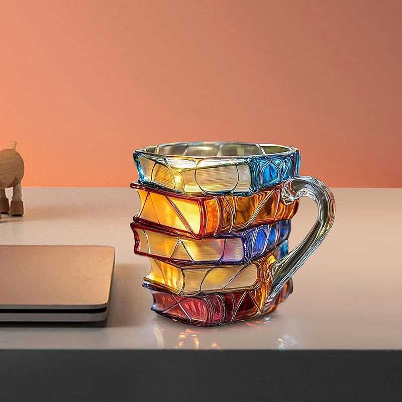 11oz Novelty Painted Book Mug 3D Resin Stack Coffee Cup Unique Colorful Book Design Ideal for Coffee Lovers And Bookworms C251210