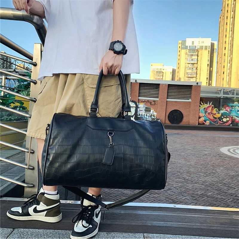 Travel Tote Ste Pattern WenS Handbag Gym Fitness Bag Man PU Leather Duffle Lage Shoder Sports Weekend Outdoor Bag Y251209