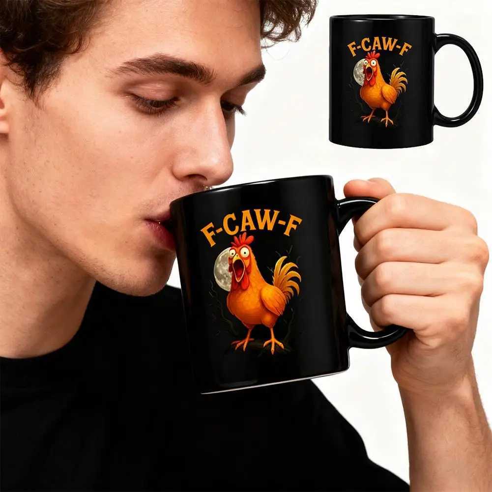 Chickens Pun Sarcastic Ceramic Coffee Cup Funny Caw-F Chicken Coffee Mug 11 Oz Crazy Rooster Humor Accent Cup Gift For Friends C251210